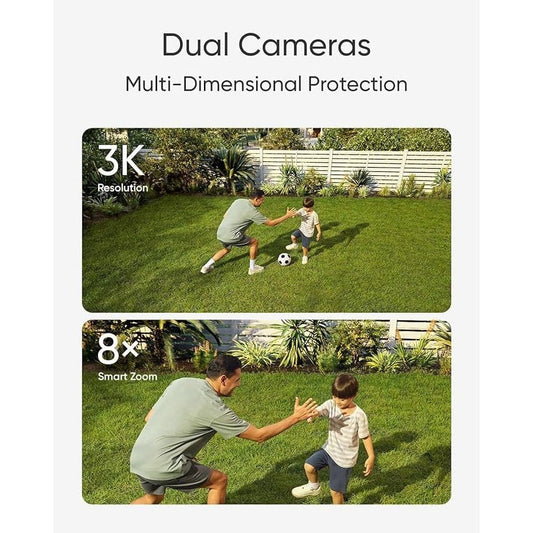 eufy Security Floodlight Camera E340 Wired,360° Pan and Tilt,24/7 Recording,Dual-Band Wi-Fi, 2,000 Lumens,Motion-Activated,Dual Camera,HomeBase 3 Compatible,Local Storage,No Monthly Fee (Refurbished)