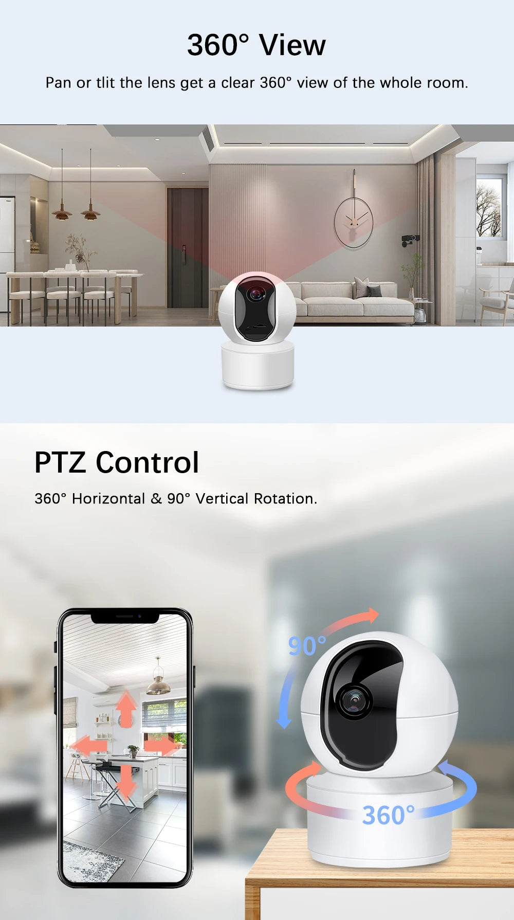 8MP 4K WiFi Security Camera Home Indoor Baby/Elderly Monitor AI Automatic Tracking Night Vision Audio CCTV Security Camera