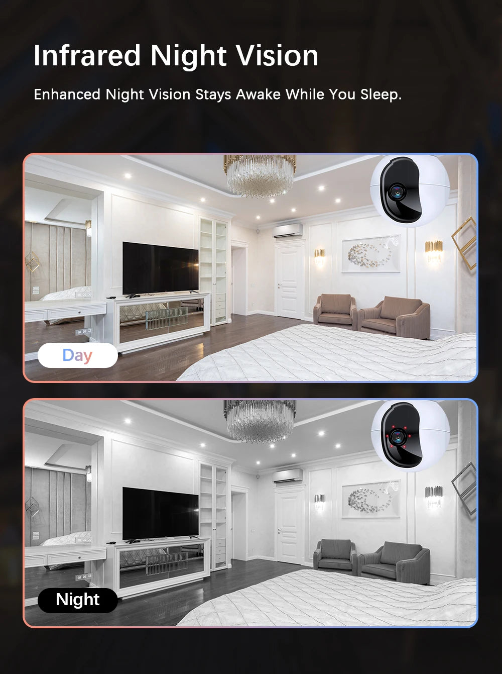 8MP 4K WiFi Security Camera Home Indoor Baby/Elderly Monitor AI Automatic Tracking Night Vision Audio CCTV Security Camera