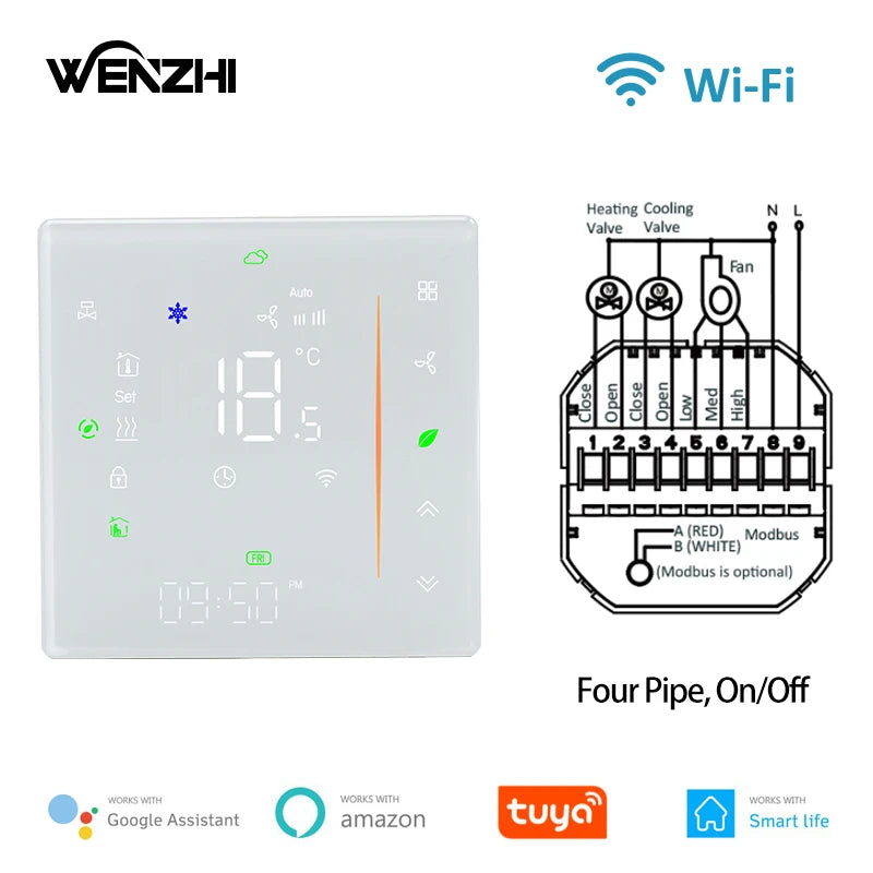 Zigbee/Wifi Air Conditioning Thermostat Fan Coil Unit Home Cooling/Heating Pipe Temperature Controller Tuya Smart Life Control