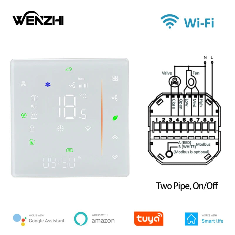 Zigbee/Wifi Air Conditioning Thermostat Fan Coil Unit Home Cooling/Heating Pipe Temperature Controller Tuya Smart Life Control