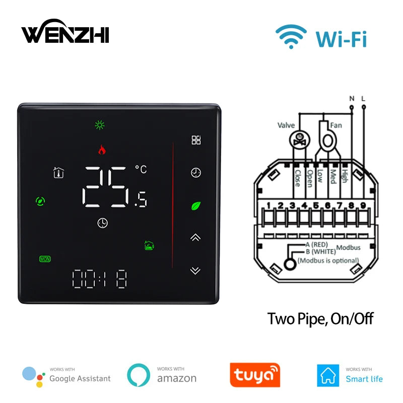 Zigbee/Wifi Air Conditioning Thermostat Fan Coil Unit Home Cooling/Heating Pipe Temperature Controller Tuya Smart Life Control