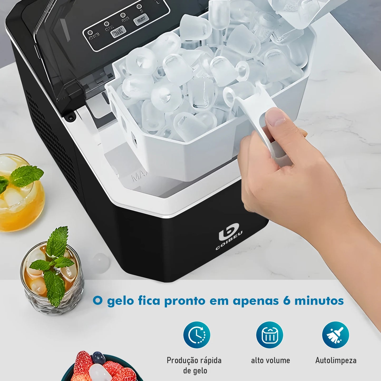 Electric Portable Ice Machine, Ice Machine, Ice Machine, Ice Making Machine, Portable Ice Making Machine, Coibeu