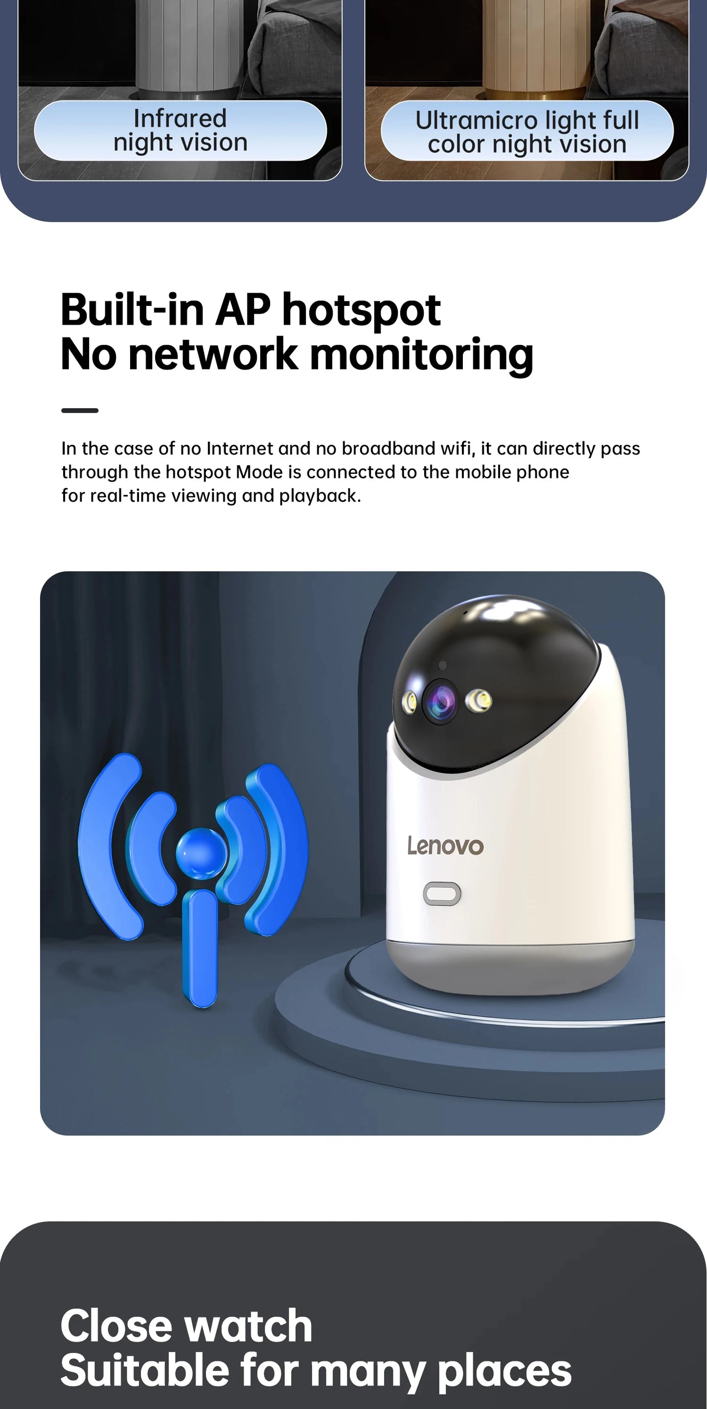 Lenovo 3MP 5G WiFi Smart Mini PTZ IP Camera