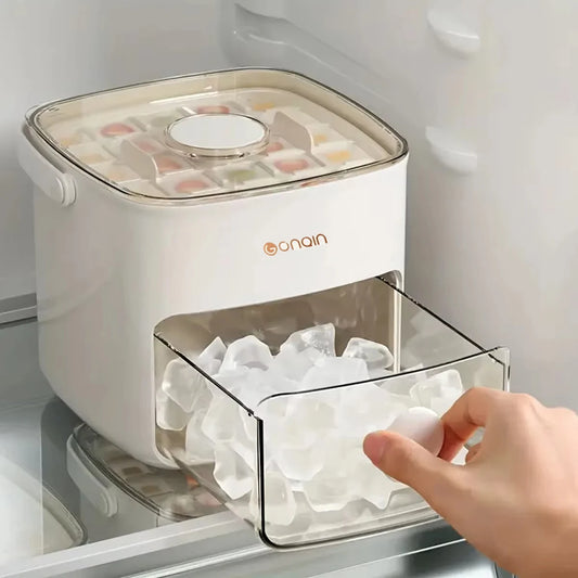 Large 48-grid Ice Cube Machine with Easy-to-slip Double-layer Design Portable Easy Press Cap Household Ice Storage Tray Ice Box