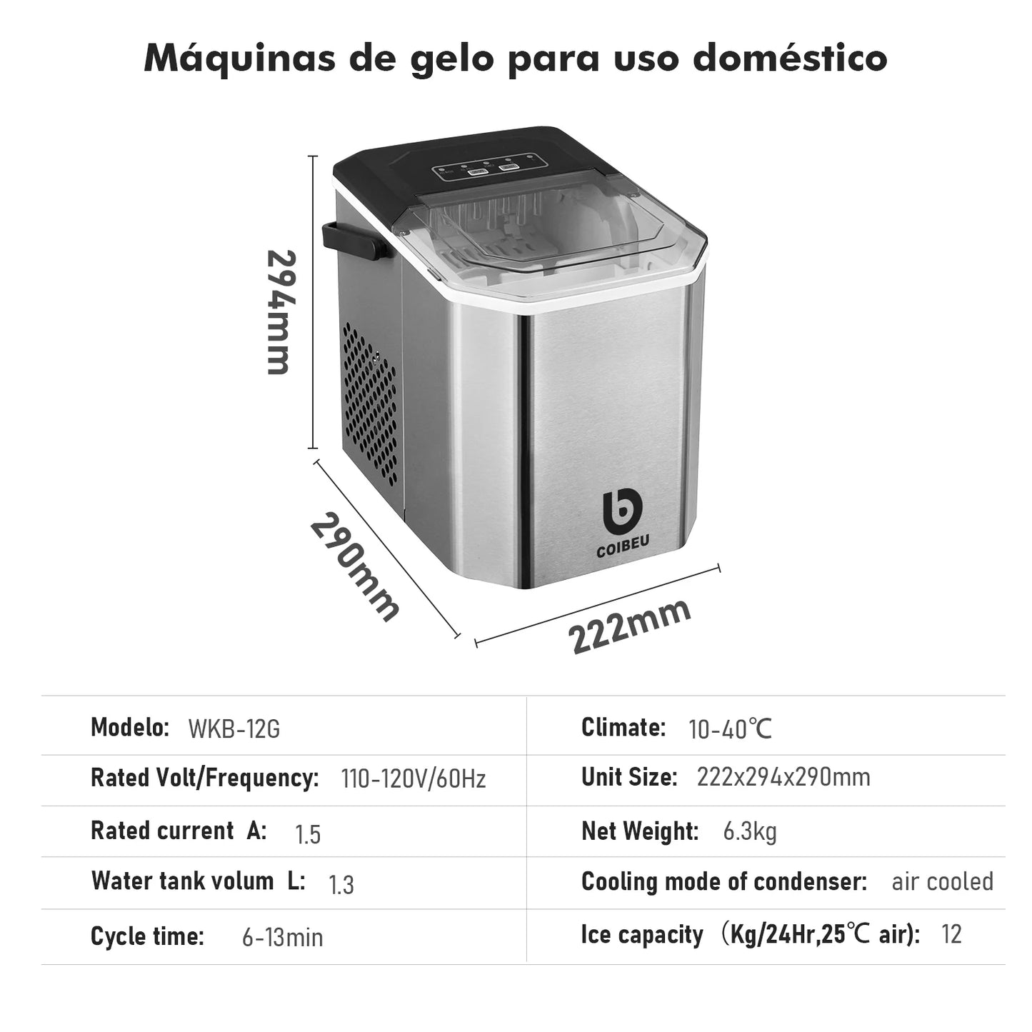 Electric Portable Ice Machine, Ice Machine, Ice Machine, Ice Making Machine, Portable Ice Making Machine, Coibeu