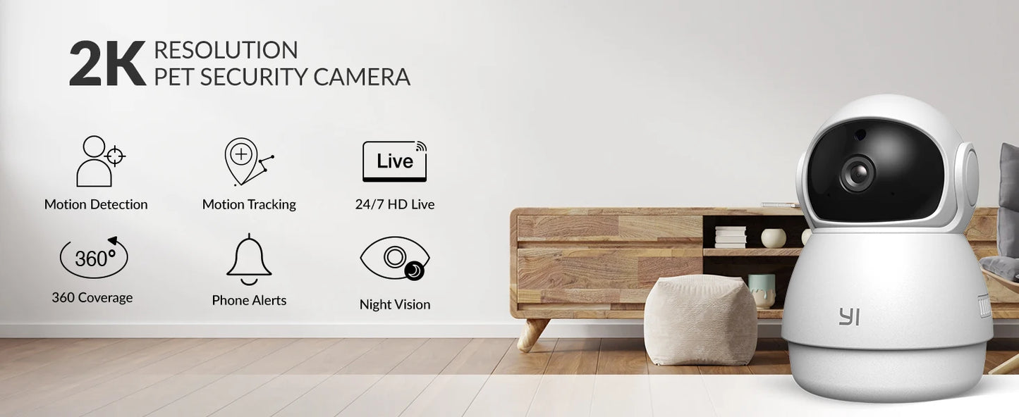 YI Camera 2K Dome Wifi Surveillance Camera Pan&Tilt IP CCTV Smart Home Baby Pet Monitor Security Protection Auto Tracking