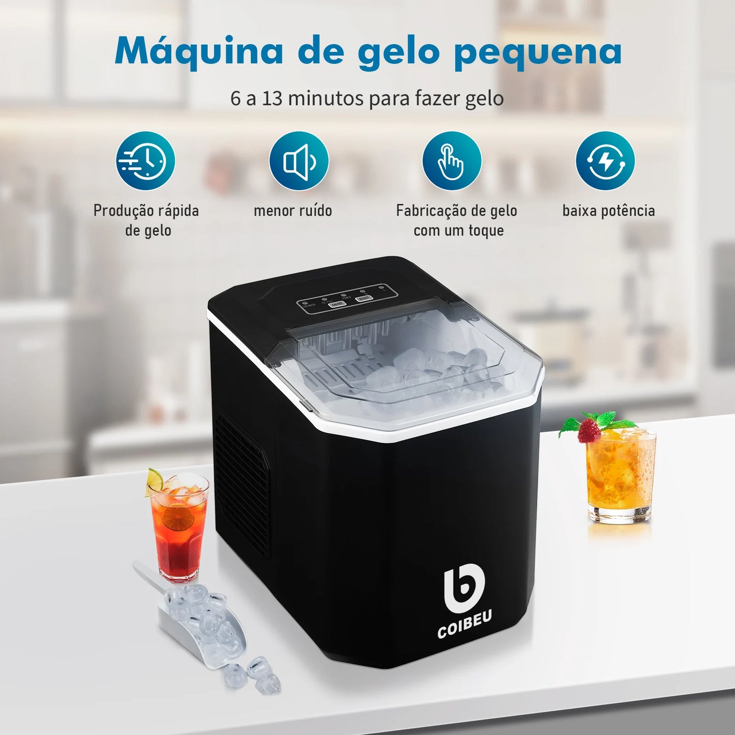 Electric Portable Ice Machine, Ice Machine, Ice Machine, Ice Making Machine, Portable Ice Making Machine, Coibeu