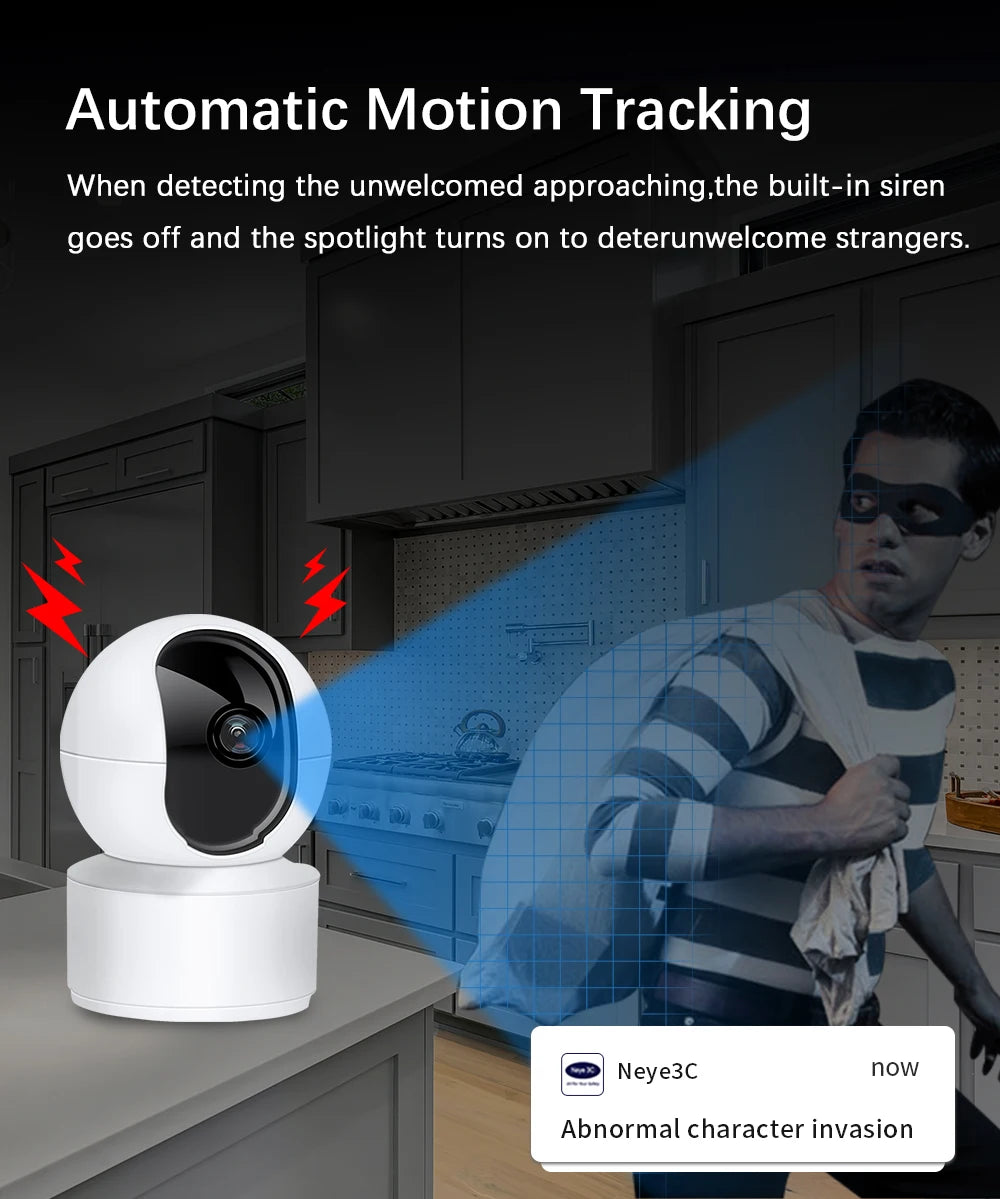 8MP 4K WiFi Security Camera Home Indoor Baby/Elderly Monitor AI Automatic Tracking Night Vision Audio CCTV Security Camera