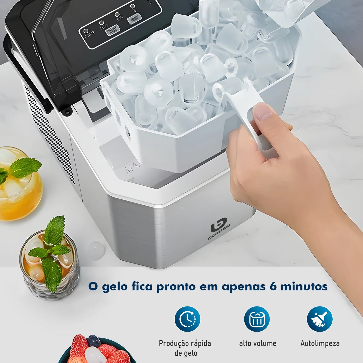 Electric Portable Ice Machine, Ice Machine, Ice Machine, Ice Making Machine, Portable Ice Making Machine, Coibeu