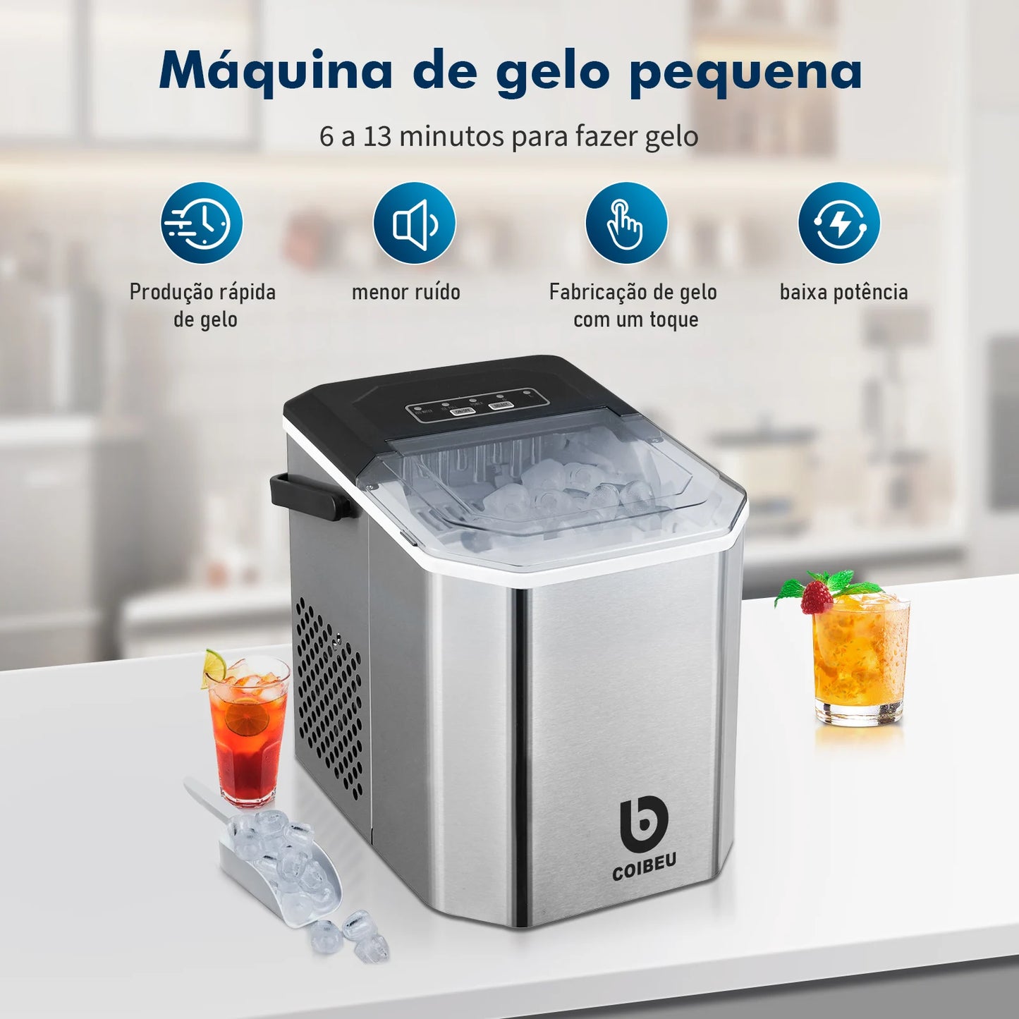 Electric Portable Ice Machine, Ice Machine, Ice Machine, Ice Making Machine, Portable Ice Making Machine, Coibeu