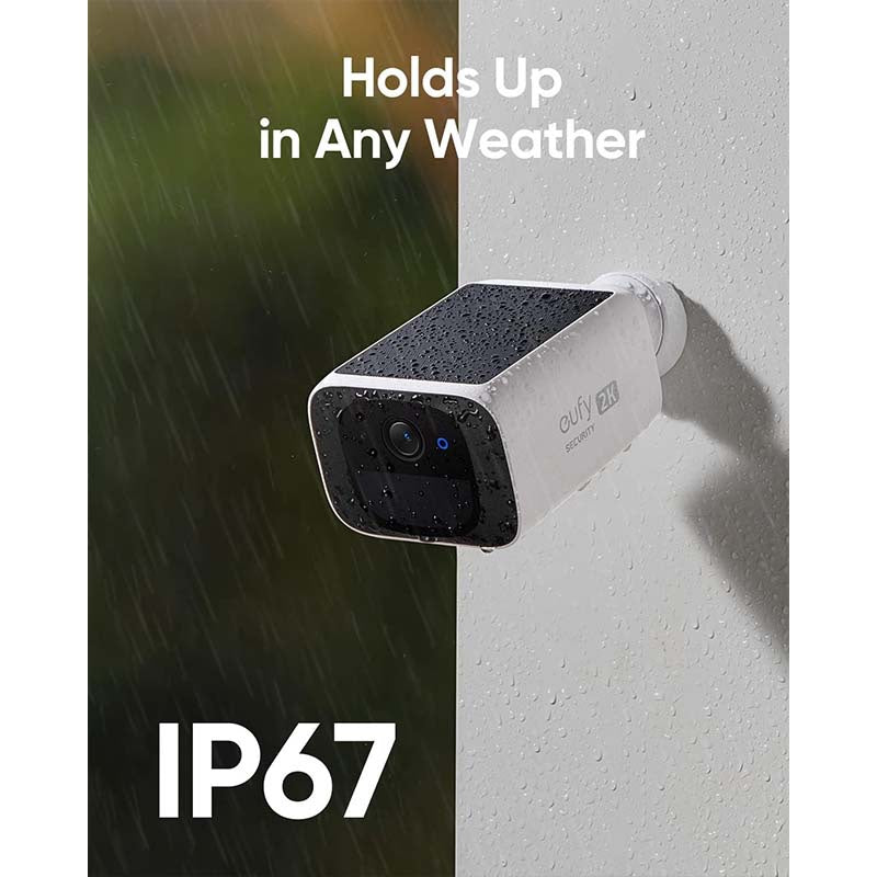 eufy Security SoloCam S220, Solar Security Camera, Wireless Outdoor Camera, Continuous Power, 2K Resolution, Wireless, 2.4 GHz Wi-Fi, No Monthly Fee, HomeBase 3 Compatible